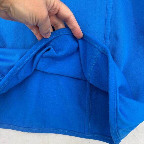 Athleta Sweatshirt Size M Blue Hooded Fleece Lined Hoodie Thumbholes Mock Neck - Picture 6 of 12